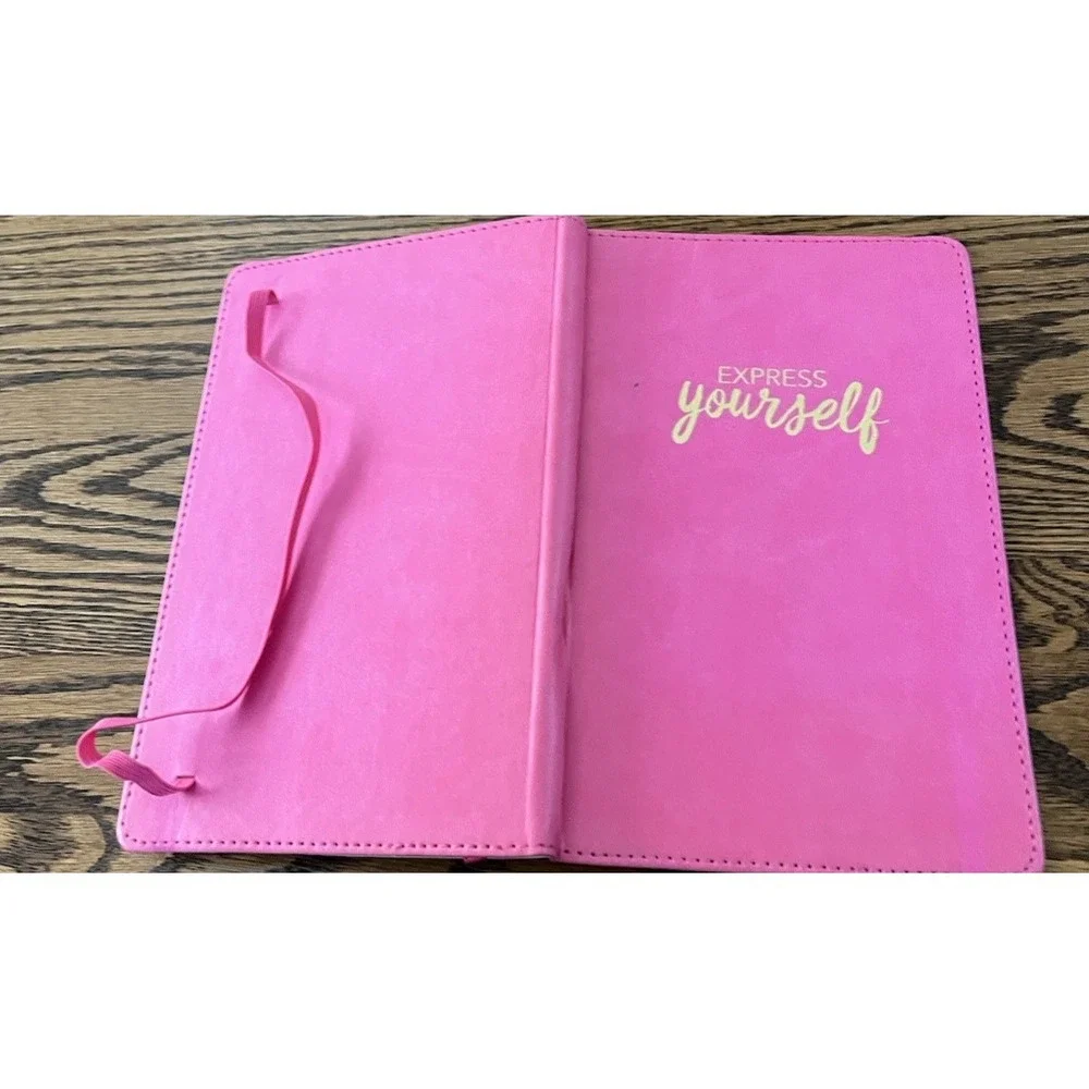 Express Yourself Journal Diary‎ Bright Barbie Pink Polka Dot Inside Cover Lined